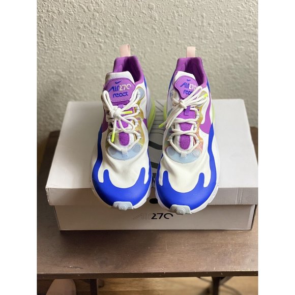 Nike Air Max 270 React‎ Easter White Berry Royal CW0630-100 Men's Size 9.5 - Picture 1 of 6